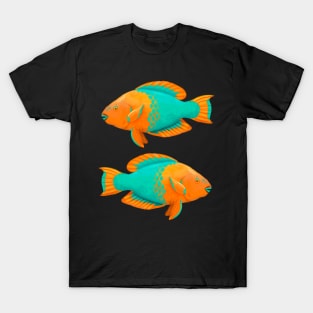 Tropical Coral Reef Rainbow Parrotfish in Digital T-Shirt